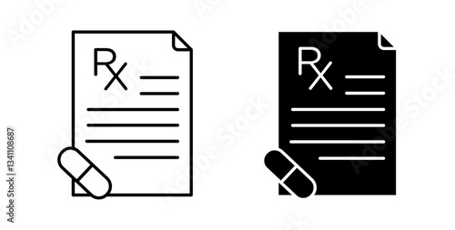RX icons set in black colors on white background