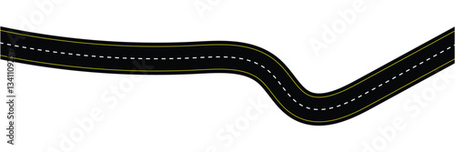 Wavy road with winding curves and horizontal path. Top view of race track and highway. Flat vector illustration isolated on white background in eps 10.