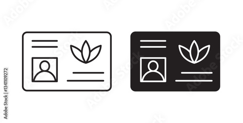 Medical marijuana card icons set in black colors on white background