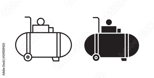 Compressor icons set in black colors on white background