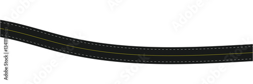 Horizontal asphalt road template. Winding road vector illustration. Seamless highway marking Isolated on white background in eps 10.