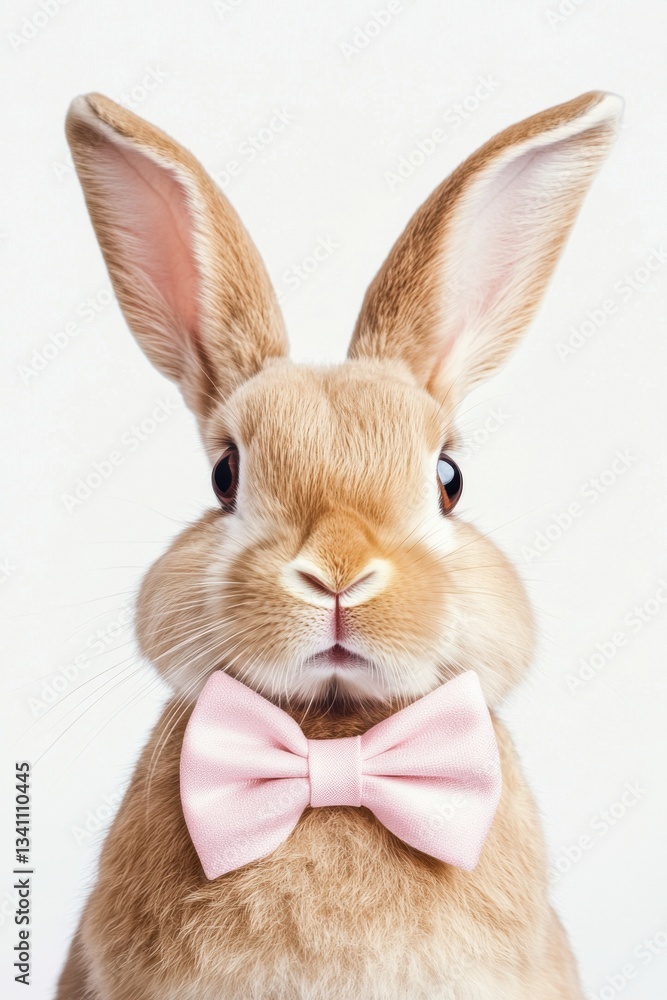 Obraz premium Dapper Easter Bunny Portrait with Pink Bow Tie