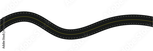 Horizontal asphalt road template. Winding road vector illustration. Seamless highway marking Isolated on white background in eps 10.