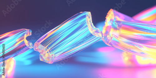 ネオンカラーに輝く割れたクリスタル