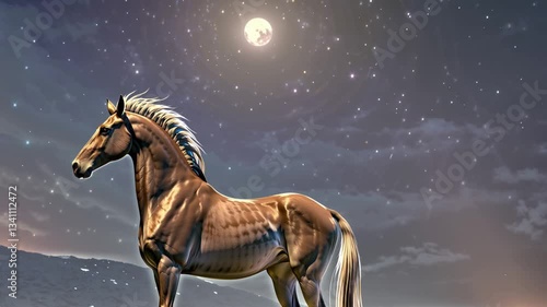 Lunar Eclipse Equine: 3D Horse Illuminated by Moon Shadows