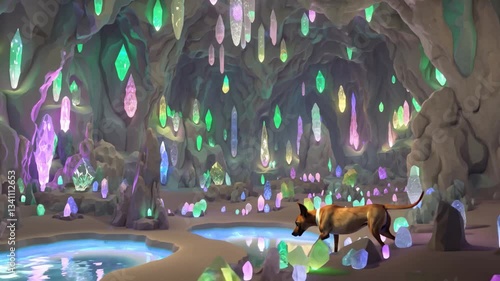 Magical Crystal Cave Dog Adventure