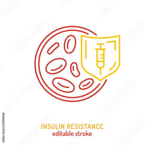 Insulin resistance icon. Outline symbol, line sign.