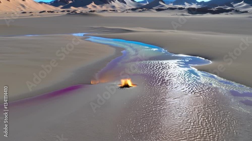 Mystical Mirage: 3D Horse Emerging from a Desert Illusion