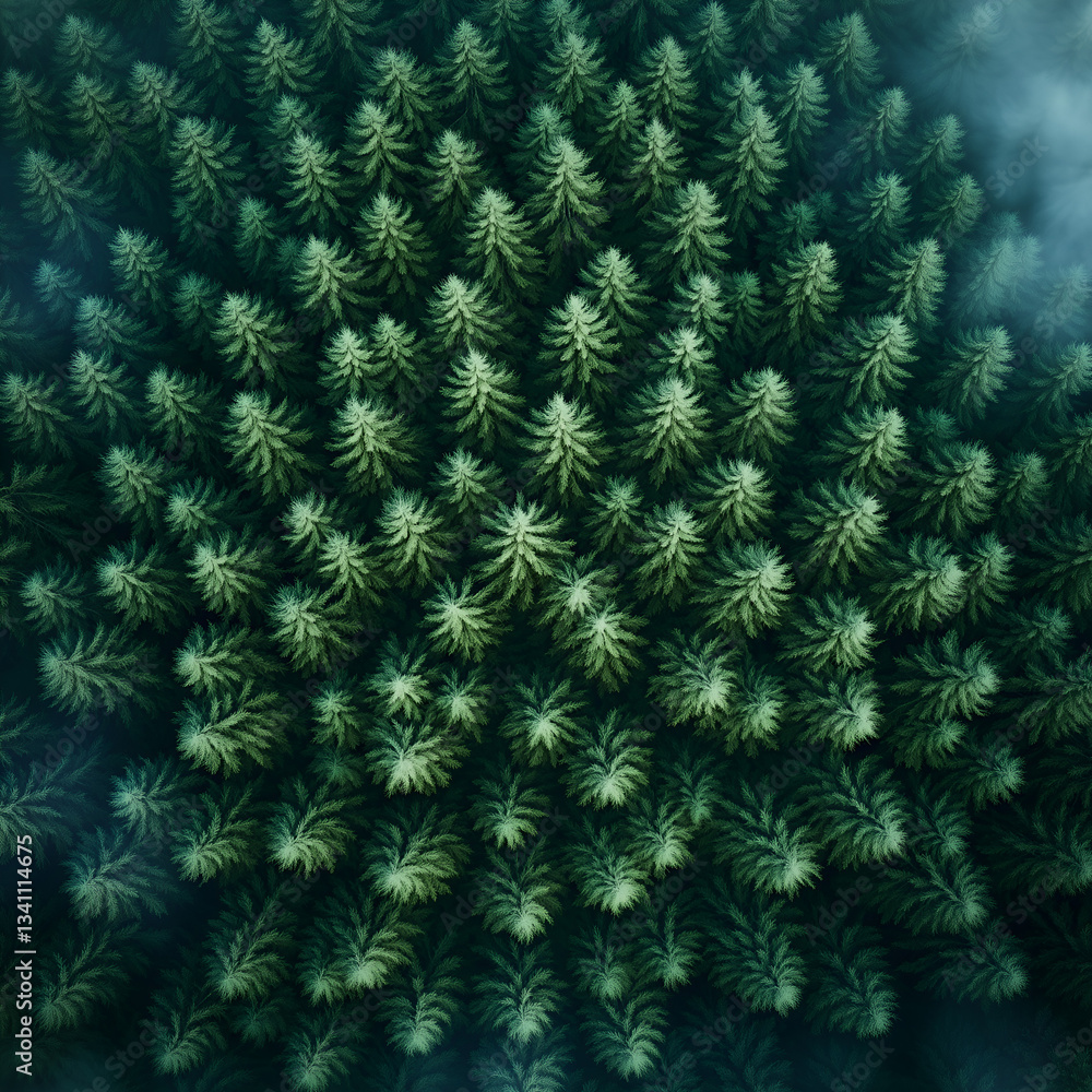 Tranquil Aerial Shot of an Evergreen Forest Tranquil Aerial Shot of an Evergreen Forest