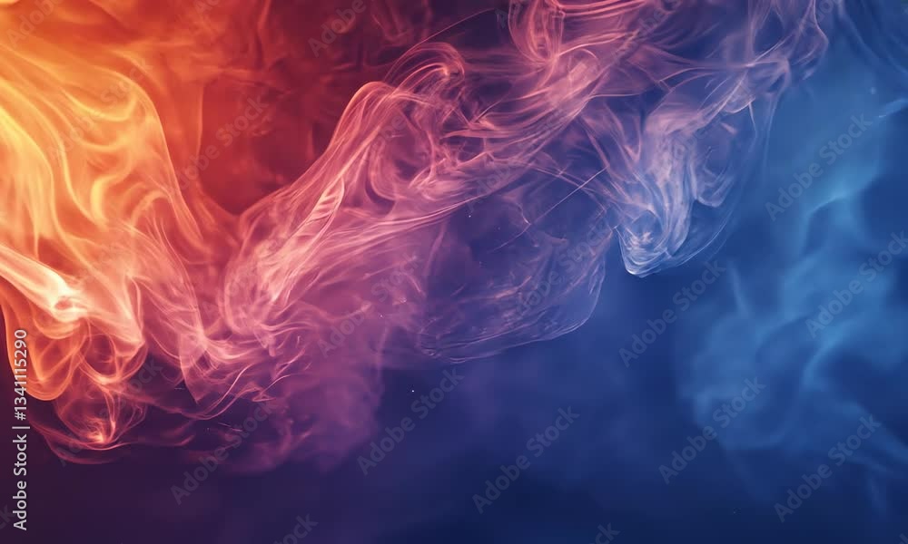 Abstract Smoke Flowing with Orange to Blue Gradient Slow Motion Abstract Smoke Flowing with Orange to Blue Gradient Slow Motion