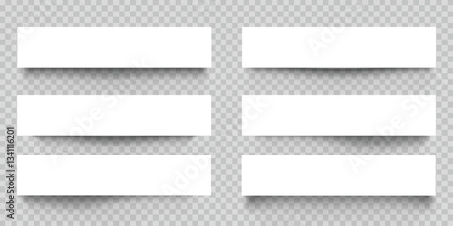 Set of realistic paper shadow effects at stickers on transparent background
