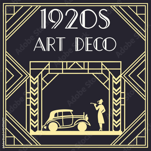  1920s Art Deco Poster with Elegant Geometric Pattern