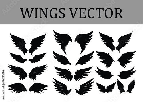 Reach New Heights with this Exclusive Wings Vector Set – With Detailed Feathers and Bold Lines, These Artistic Designs Will Elevate Your Creative Projects Like Never Before.