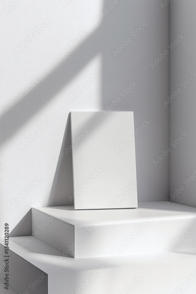 Fototapeta premium White Presentation Board Mockup on White Steps