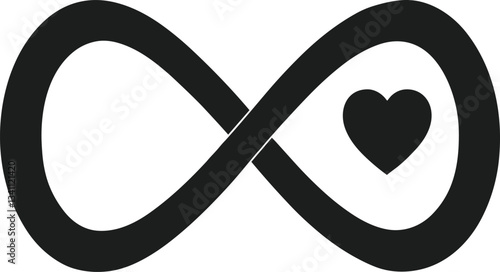 Infinity Love Symbol with Heart – Romantic Vector Illustration