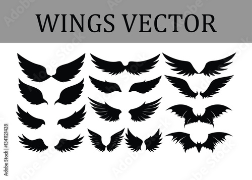 Take Your Design Projects to the Next Level with Our Premium Wings Vector Set – High-Quality, Detailed Artwork Featuring Diverse Styles and Elegant Feathers for Every Need.