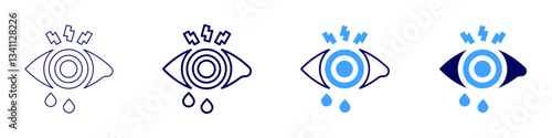 Eye adhesion​ icon in 4 different styles. Thin Line, Line, Bold Line, Duotone. Duotone style. Editable stroke