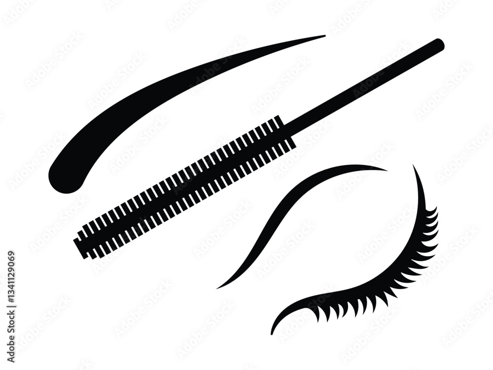 Eyelashes related vector, icon set. Simple outline symbol icons isolated on white background. Flat style look, see, sight, view sign symbol website design. Vector fashion illustration. Eyelashes related vector, icon set. Simple outline symbol icons isolated on white background. Flat style look, see, sight, view sign symbol website design. Vector fashion illustration.