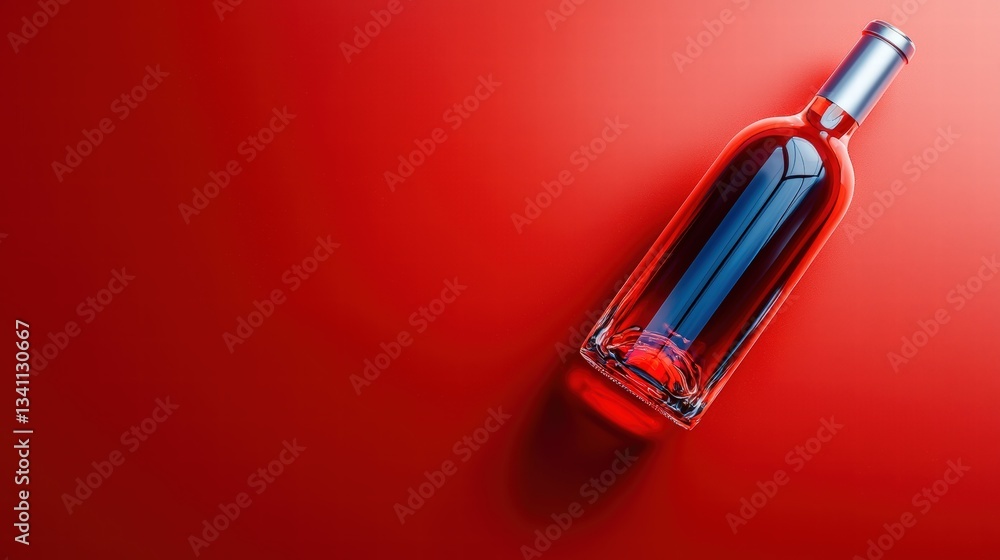 Fototapeta premium Striking bottle of wine set against a bold red background for an eye-catching visual appeal