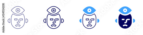 Eye early cataract symptoms icon in 4 different styles. Thin Line, Line, Bold Line, Duotone. Duotone style. Editable stroke