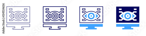 Eye extreme light sensitivity icon in 4 different styles. Thin Line, Line, Bold Line, Duotone. Duotone style. Editable stroke