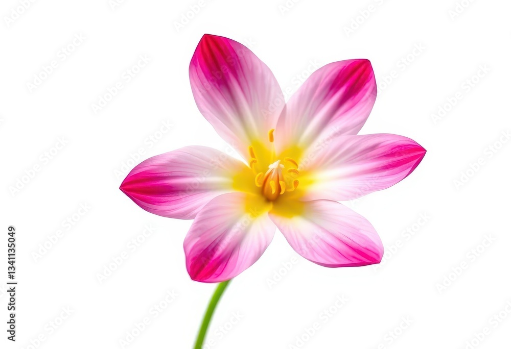 A vibrant single bloom, petals unfurled, isolated on pure white, botany, blossom A vibrant single bloom, petals unfurled, isolated on pure white, botany, blossom