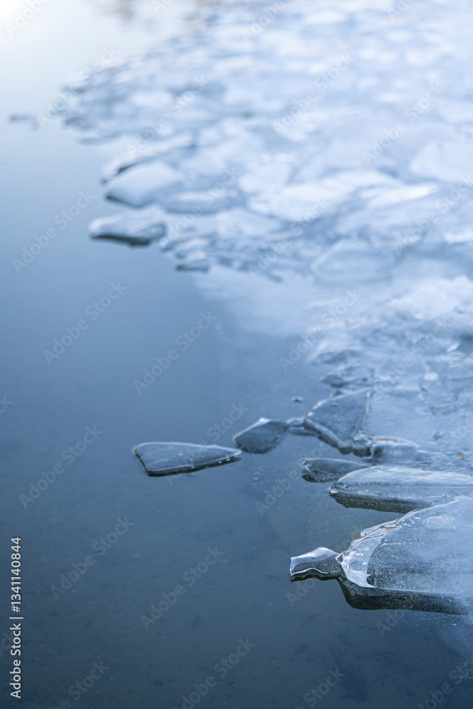 ice sheet - frozen lake - melting ice - beautiful detail - cold