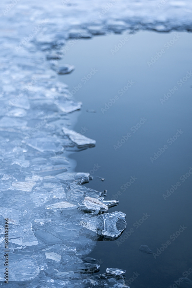 ice sheet - frozen lake - melting ice - beautiful detail - cold