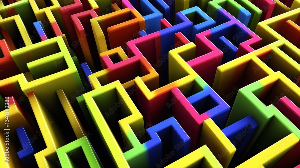 Colorful 3D Maze: An Intricate Geometric Design Colorful 3D Maze: An Intricate Geometric Design