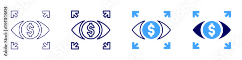 Eye iris contraction effect icon in 4 different styles. Thin Line, Line, Bold Line, Duotone. Duotone style. Editable stroke