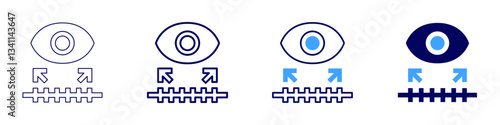 Eye iris pigmentation icon in 4 different styles. Thin Line, Line, Bold Line, Duotone. Duotone style. Editable stroke