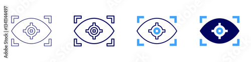 Eye lens protein buildup icon in 4 different styles. Thin Line, Line, Bold Line, Duotone. Duotone style. Editable stroke