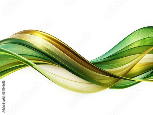 Elegant green and gold wave graphic.  Minimalist stock photo ideal for website banners or presentations.