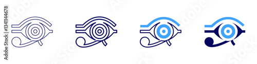 Eye light glare sensitivity icon in 4 different styles. Thin Line, Line, Bold Line, Duotone. Duotone style. Editable stroke