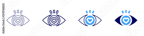 Eye oil glands icon in 4 different styles. Thin Line, Line, Bold Line, Duotone. Duotone style. Editable stroke
