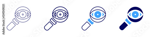 Eye pupil contraction speed icon in 4 different styles. Thin Line, Line, Bold Line, Duotone. Duotone style. Editable stroke