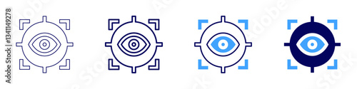 Eye pupil reaction icon in 4 different styles. Thin Line, Line, Bold Line, Duotone. Duotone style. Editable stroke