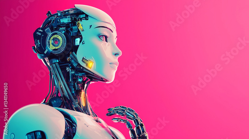 Robot on blurred background, robotics
