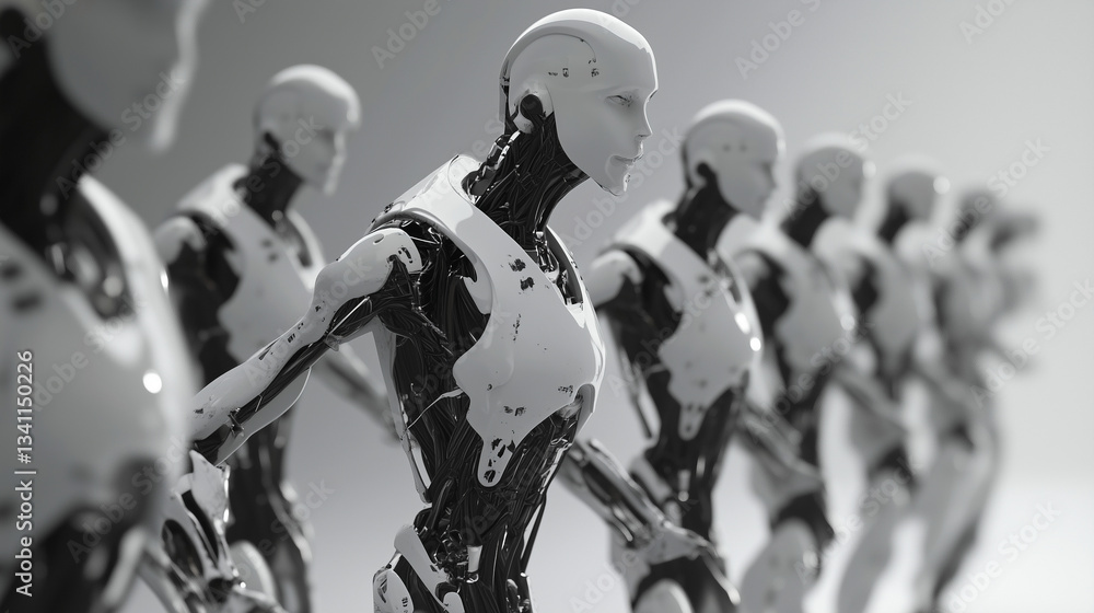Robot on blurred background, robotics