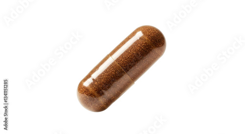 Brown medicine capsule pill flying ,tablet, treatment, vitamin, pill, medication,isolated on transparent background