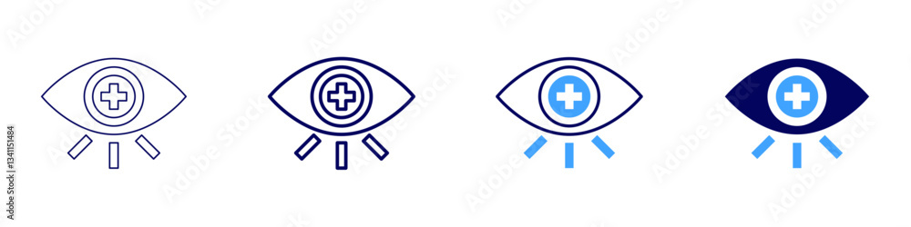 Fototapeta premium Eye sharpness testing method icon in 4 different styles. Thin Line, Line, Bold Line, Duotone. Duotone style. Editable stroke