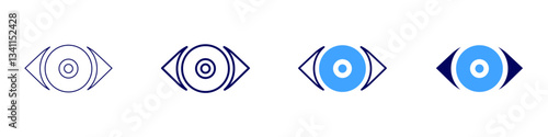 Eye squinting effect icon in 4 different styles. Thin Line, Line, Bold Line, Duotone. Duotone style. Editable stroke