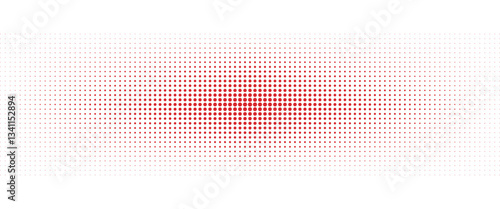 WebAbstract red halftone texture with dispersed dots on a white background. Geometric pixel pattern for presentation design or banners.