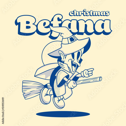 Christmas Befana Vintage Vector Character