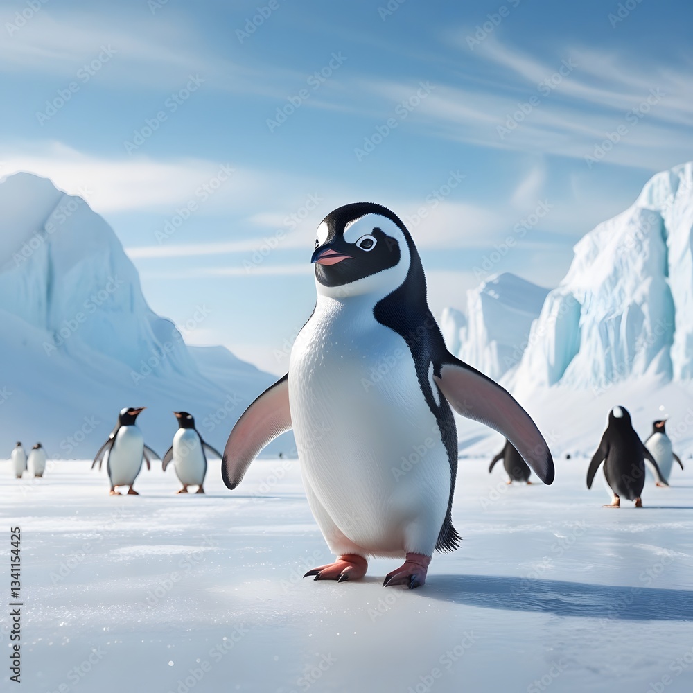 Fototapeta premium penguin on the snow antarctica