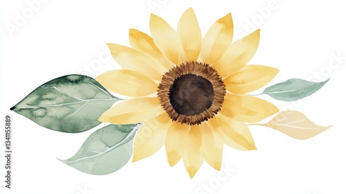 Delicate Watercolor Sunflower Arrangement - A Gentle Floral Design for Your Home Decor