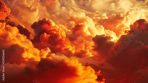 cosmic cloudscape, warm orange and red tones, smooth transitions, digital art, cosmic feel, high contrast, rich colors