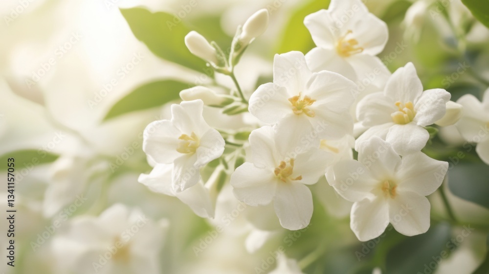 Fototapeta premium Jasmine blossoms perfume air. Generative AI