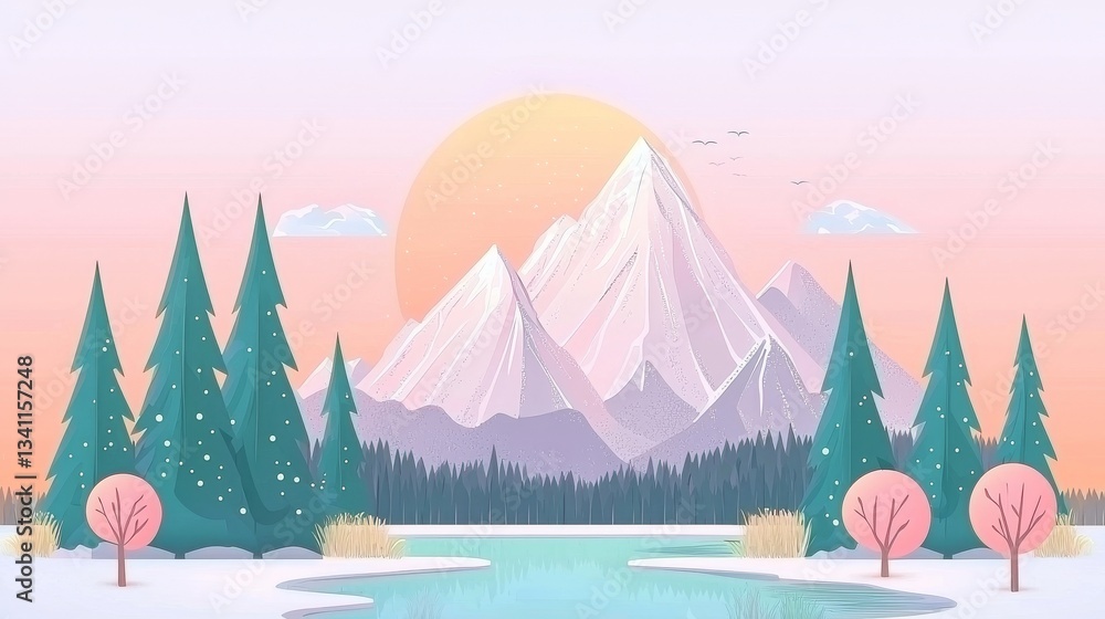custom made wallpaper toronto digitalA dark green silhouette illustration representing a panoramic view of forest fir trees and a mountain peak, embodying the themes of landscape, forest, mountains, nature, adventure, travel, and