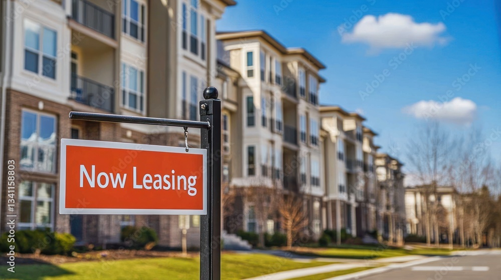 Fototapeta premium Stylish modern apartment complex offers leasing opportunities in a desirable neighborhood